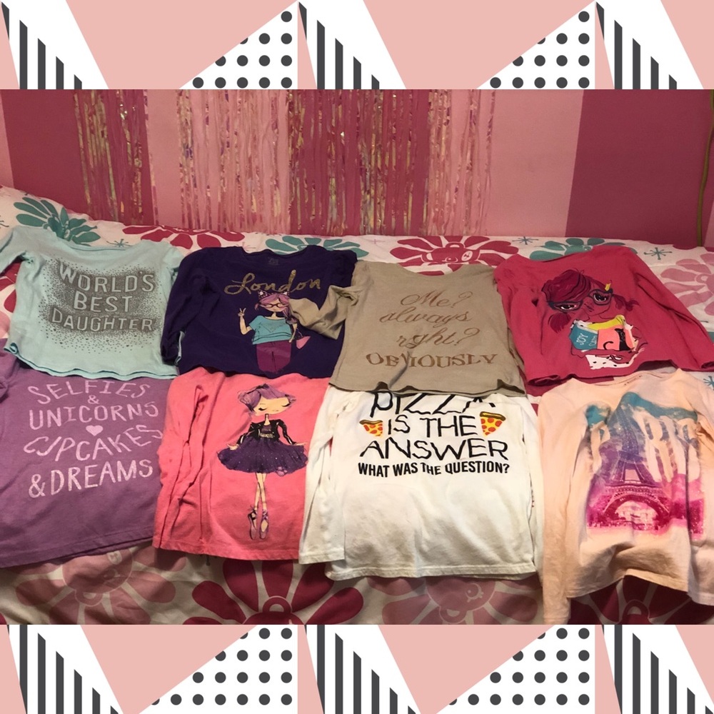 Lot of 8 7-8 gently used girl graphic tees